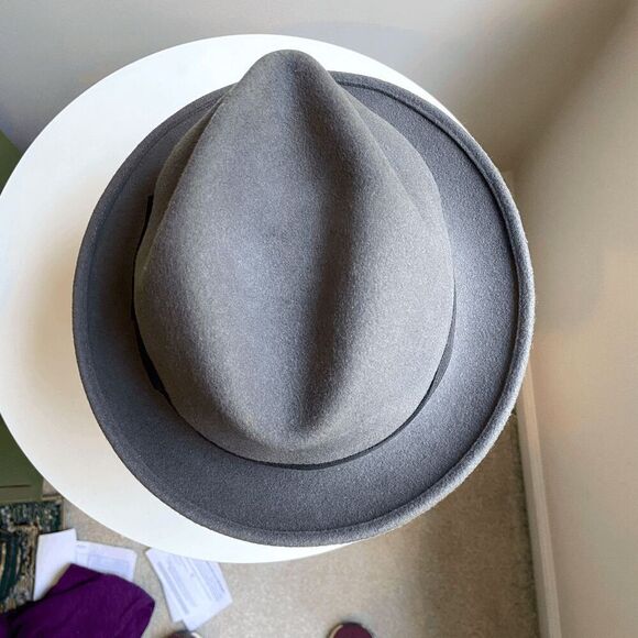 Vintage 1940s - 1950s Bollman USA Botany 500 Light Grey 100% Wool Fedora - Picture 8 of 12